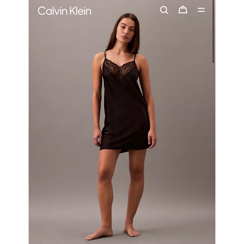 Calvin Klein Instinct Satin Chemise – Black – Size XS – NWT